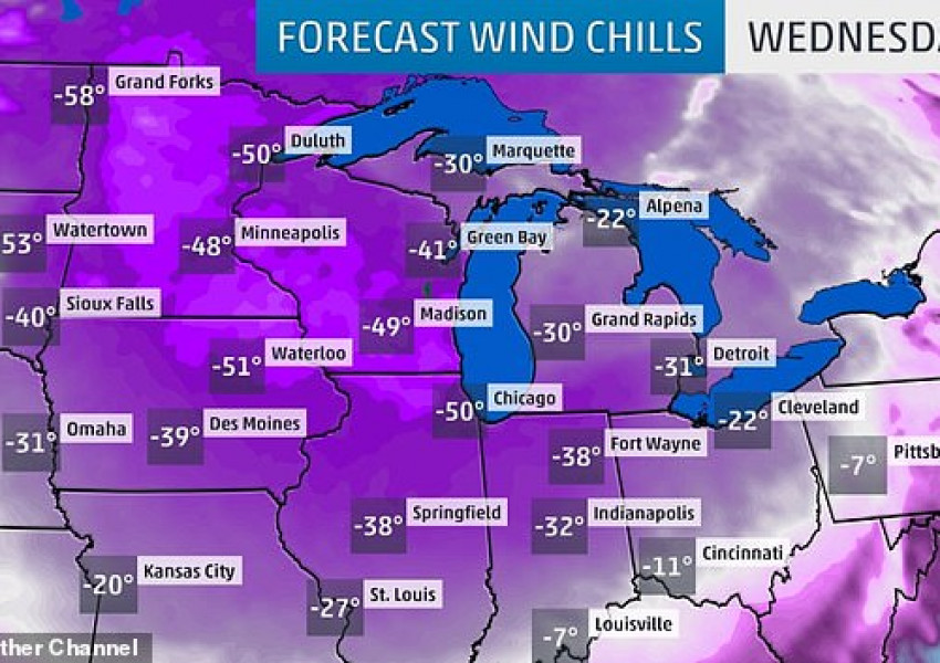 Арктически студ в САЩ с рекордно ниски температури (СНИМКИ)
